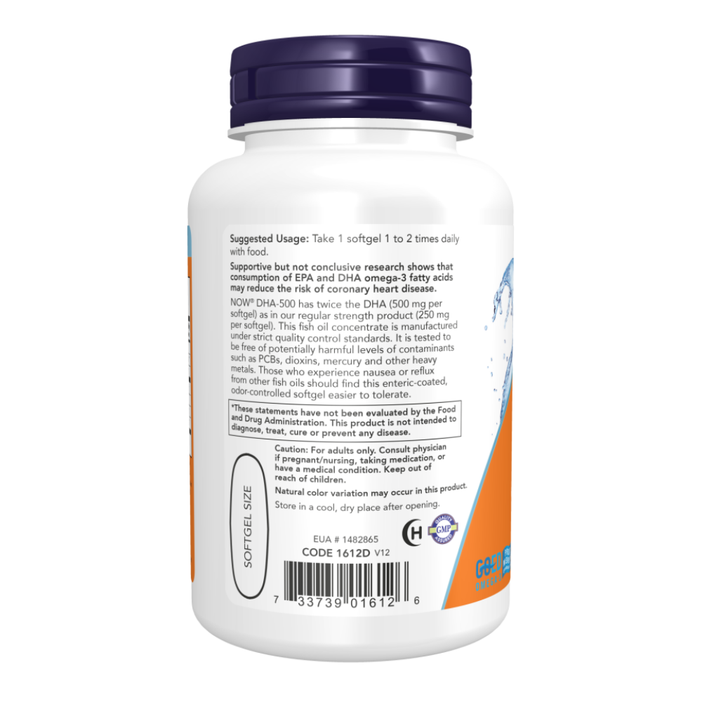 Now DHA-500 Omega-3 (ДГК-500) Now Foods - 180 капсул