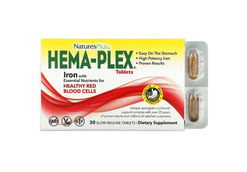 Nature's Plus, Hema-Plex, Хема Плекс, Витаминный Комплекс с Железом - 30 таблеток