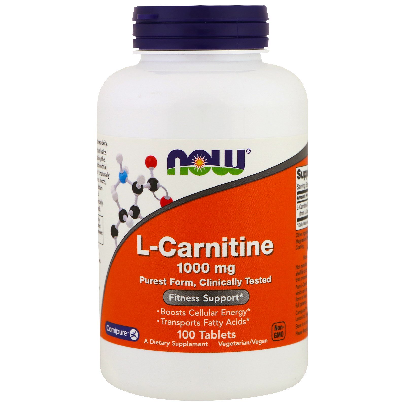 NOW L-Carnitine Tartrate, L-Карнитин Тартрат 1000 мг - 100 таблеток