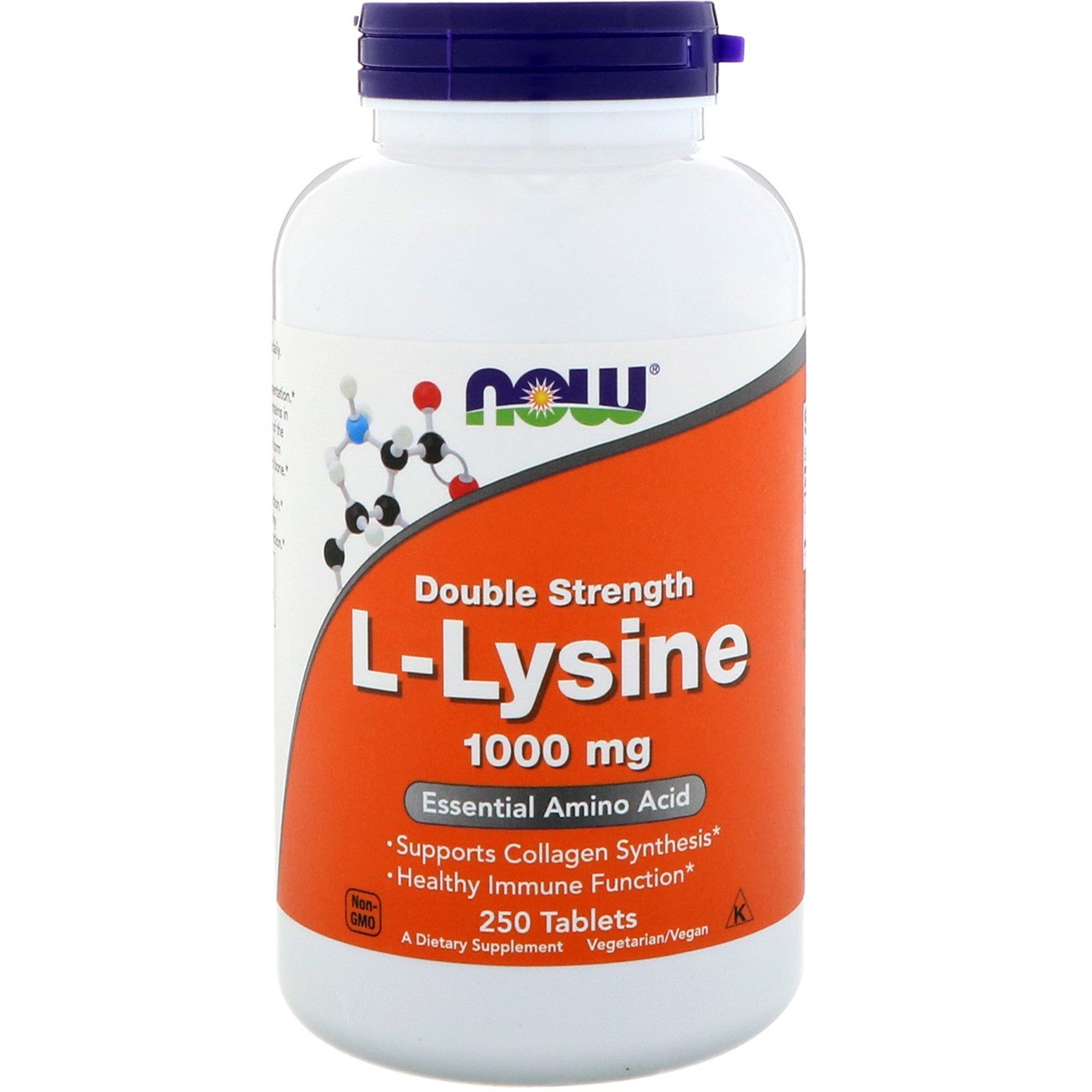 NOW L-Lysine, L-Лизин 1000 мг - 250 таблеток