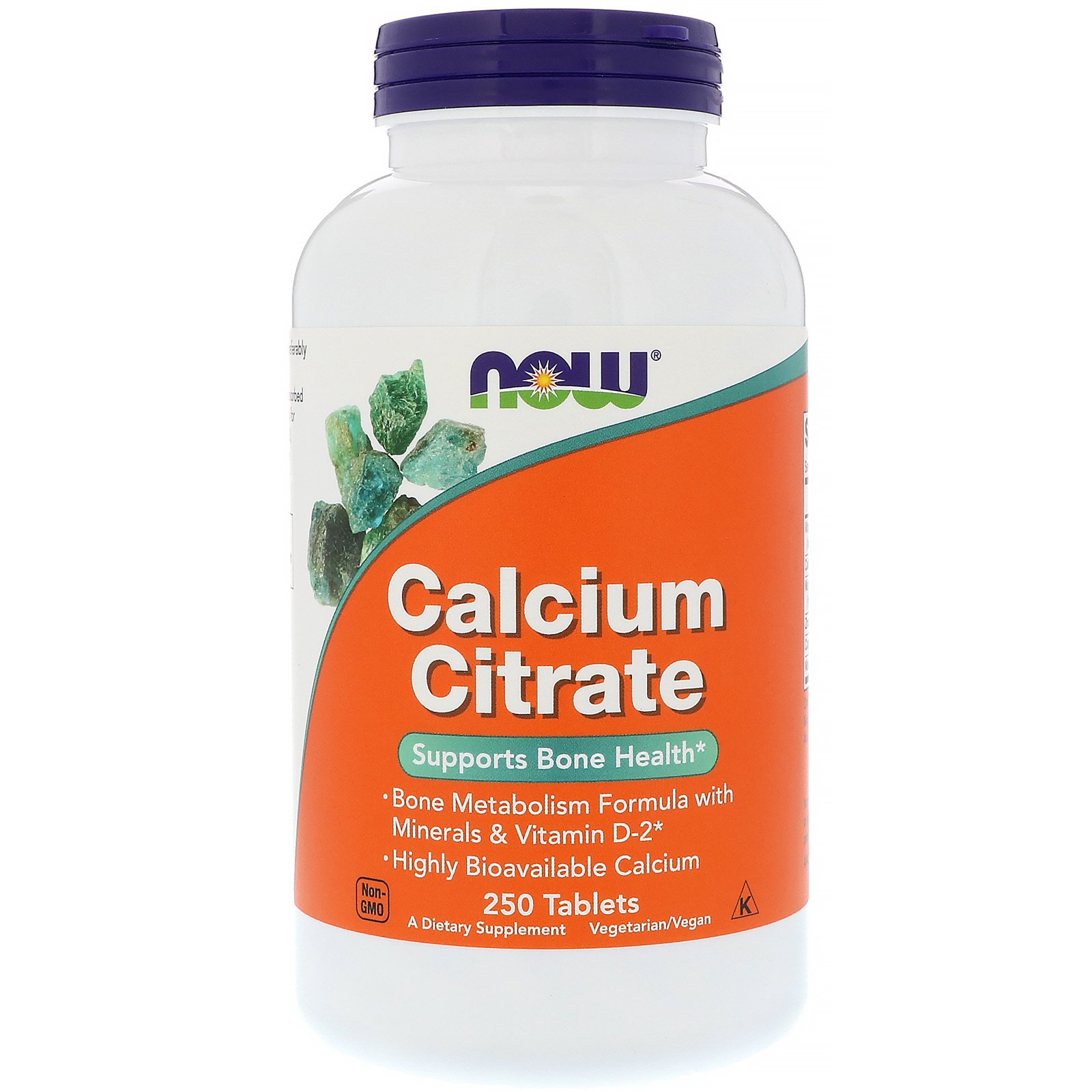 NOW Calcium Citrate, Кальций Цитрат + Минералы + Д2 - 250 таблеток