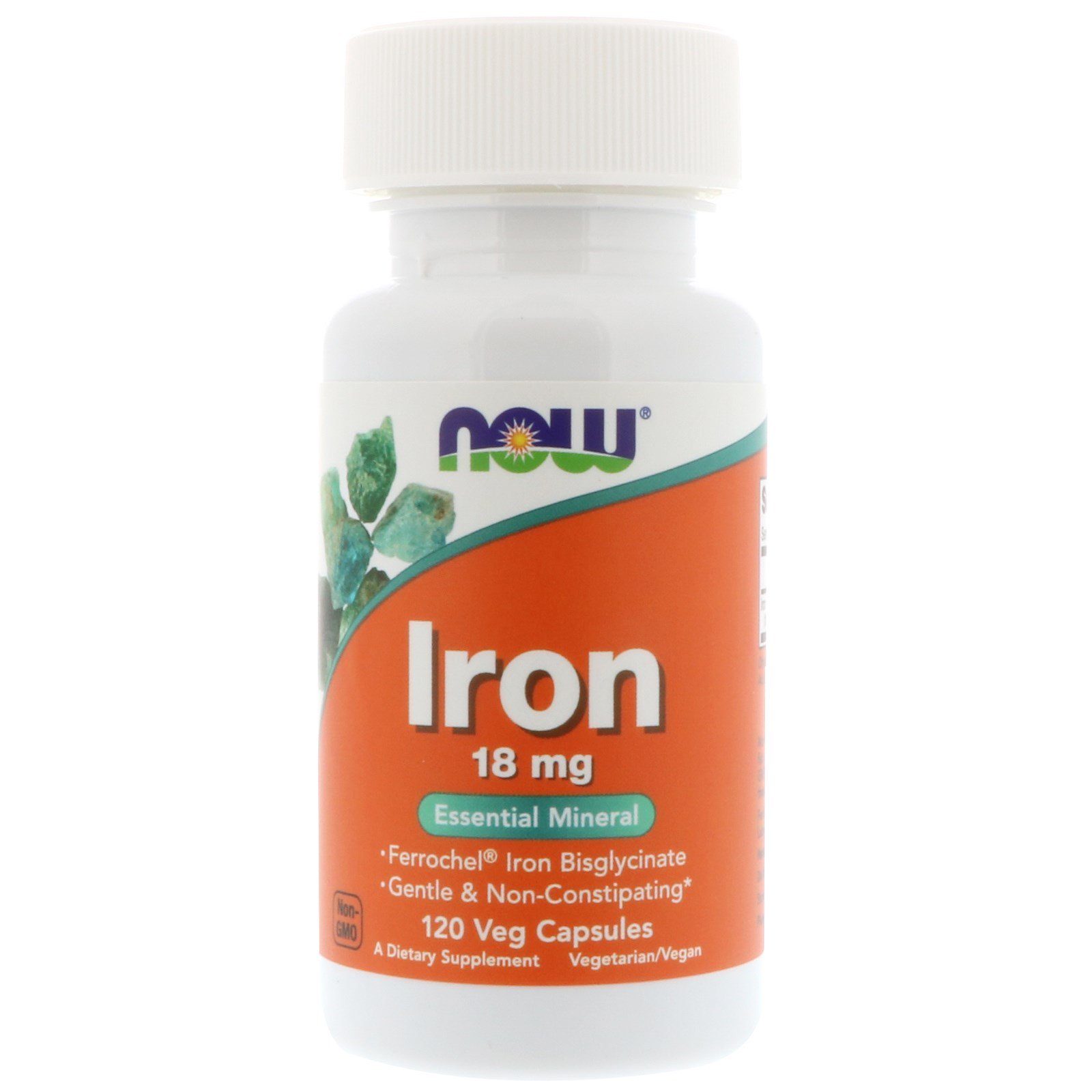 NOW Iron, Железо Легкоусвояемое, Хелат Бисглицината 18 мг - 120 капсул
