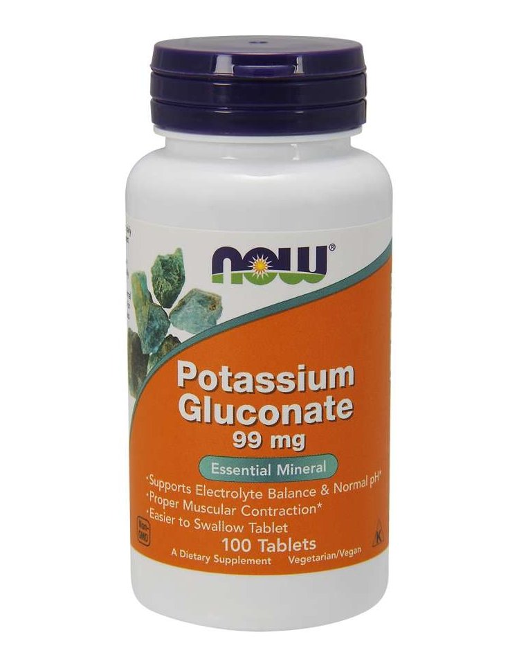 NOW Potassium Gluconate, Калий Глюконат 99 мг - 100 таблеток