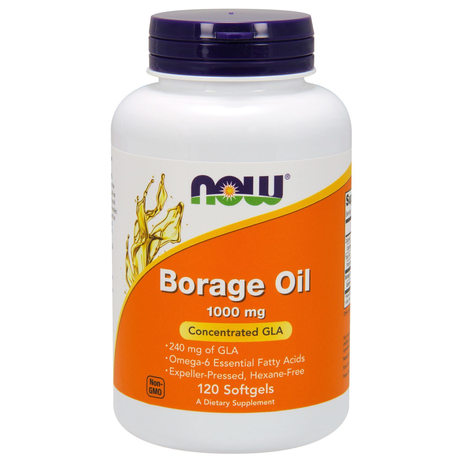 NOW Borage Oil, Масло Бурачника, Гамма-Линолевая Кислота 1000 мг - 120 капсул