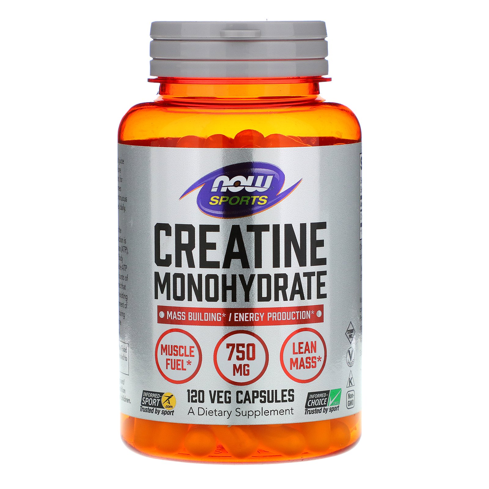 NOW Creatine Monohydrate, Креатин Моногидрат 750 мг - 120 капсул