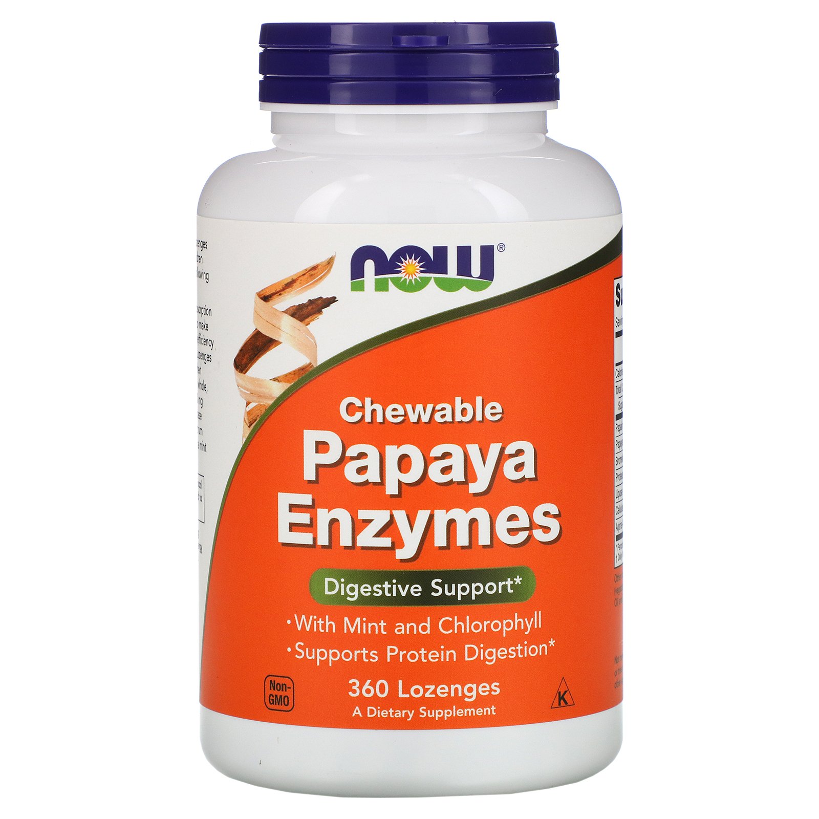NOW Papaya Enzymes, Папайя Энзимы - 360 жевательных таблеток