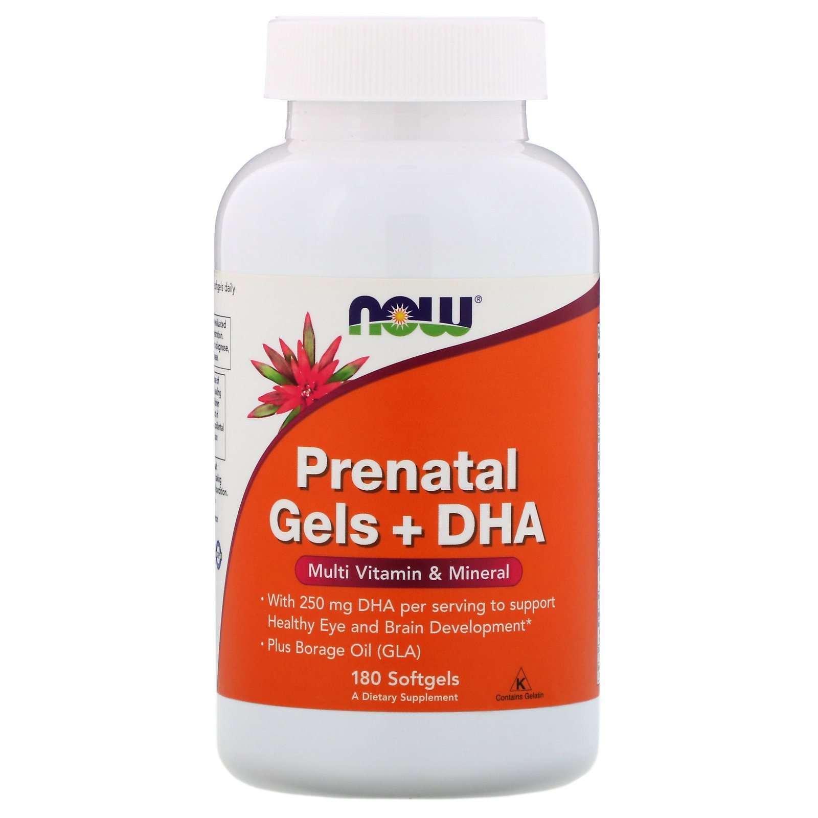 NOW Prenatal Gels + DHA, Пренатальный Комплекс + DHA - 180 капсул