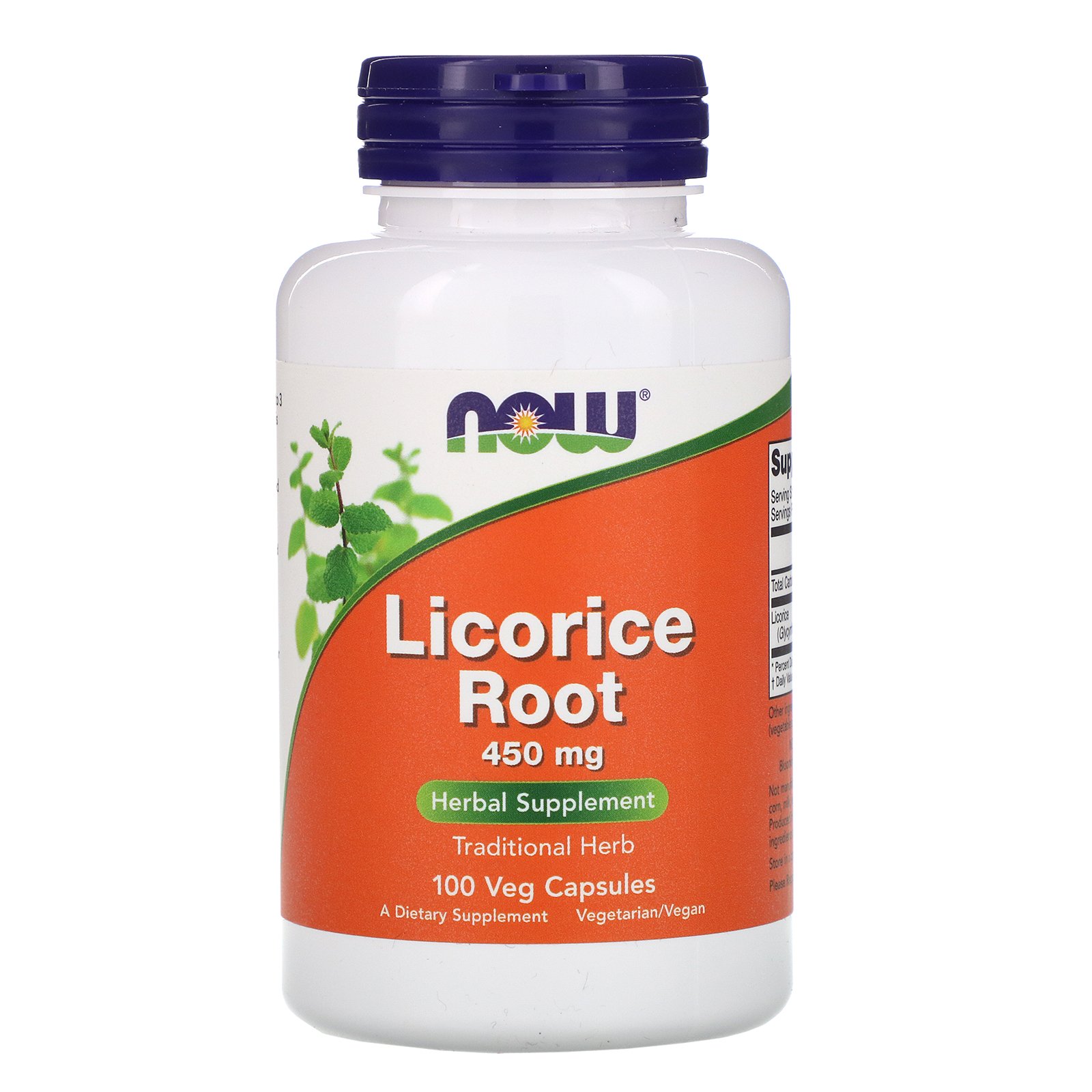 NOW Licorice Root, Корень Солодки 450 мг - 100 капсул