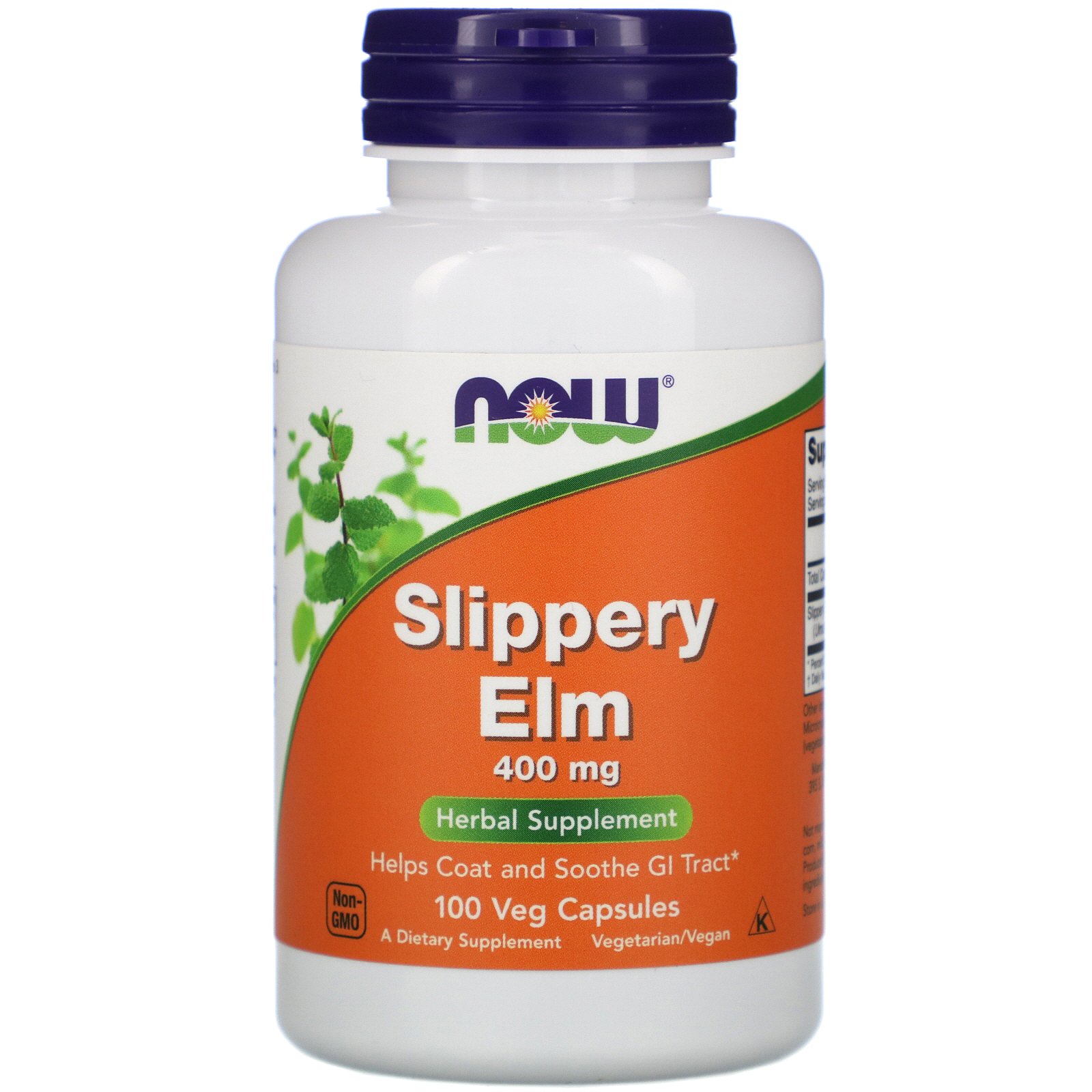 NOW Slippery Elm, Вяз Ржавый (Ulmus Rubra) 400 мг - 100 капсул