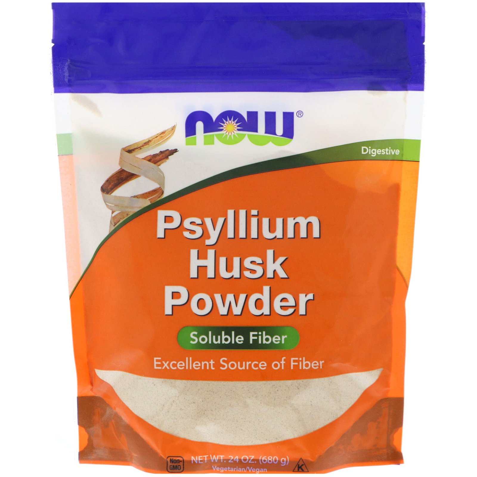 NOW Psyllium Husks Powder, Порошок Семян Подорожника - 680 г
