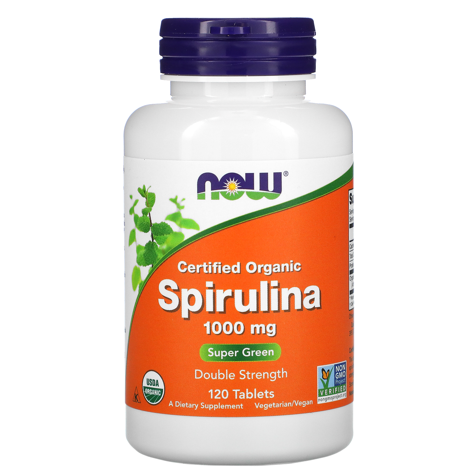 NOW Spirulina, Спирулина 1000 мг - 120 таблеток