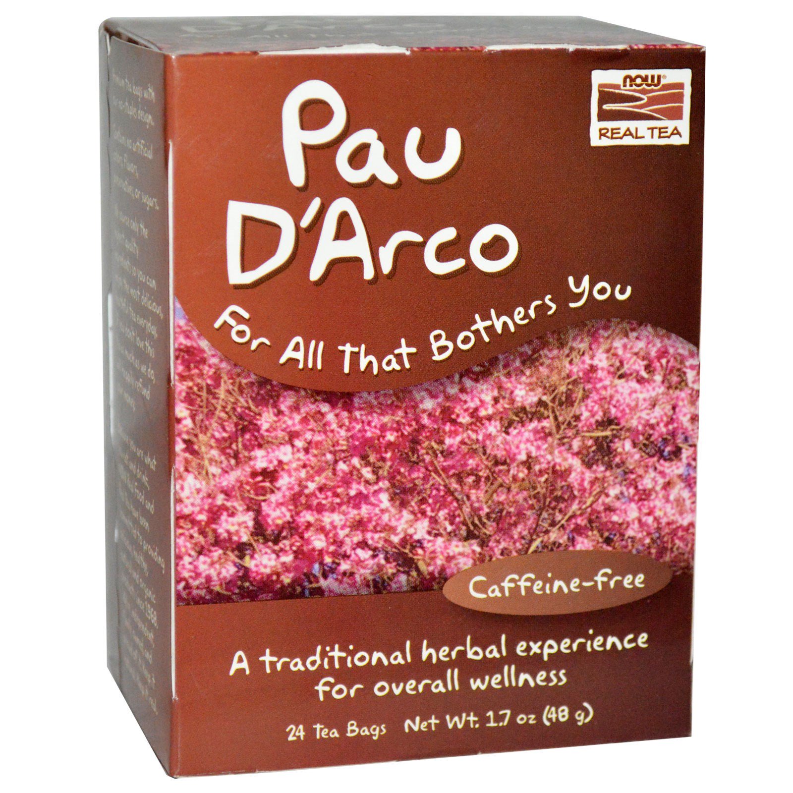 NOW Pau D'Arco Tea, Пау Де Арко, Кора Муравьиного Дерева Чай - 24 пакетика