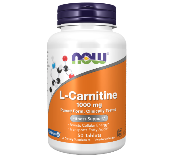 NOW L-Carnitine Tartrate, L-Карнитин Тартрат 1000 мг - 50 таблеток