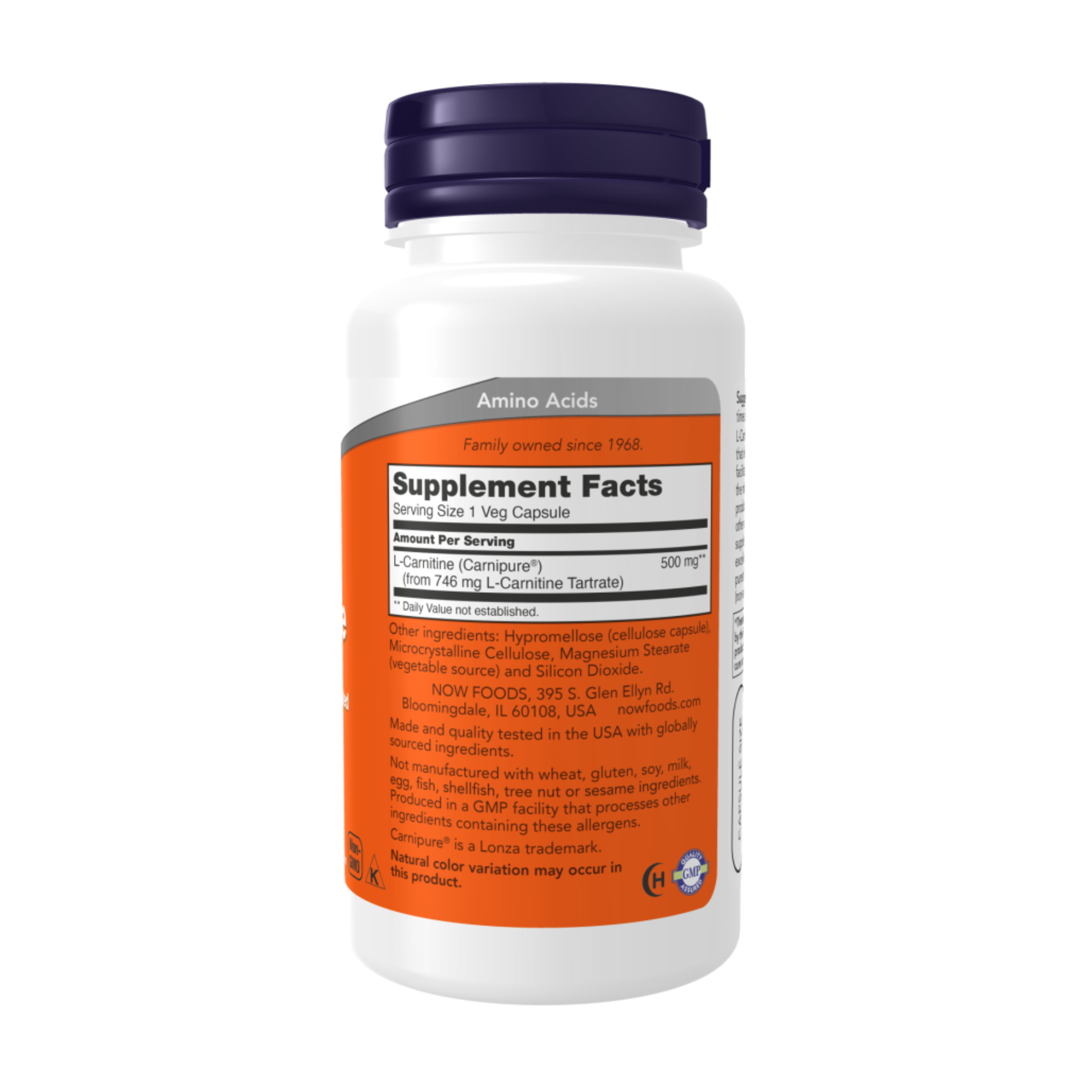 NOW Л-Карнитин, L-Carnitine 500 мг - 60 капсул