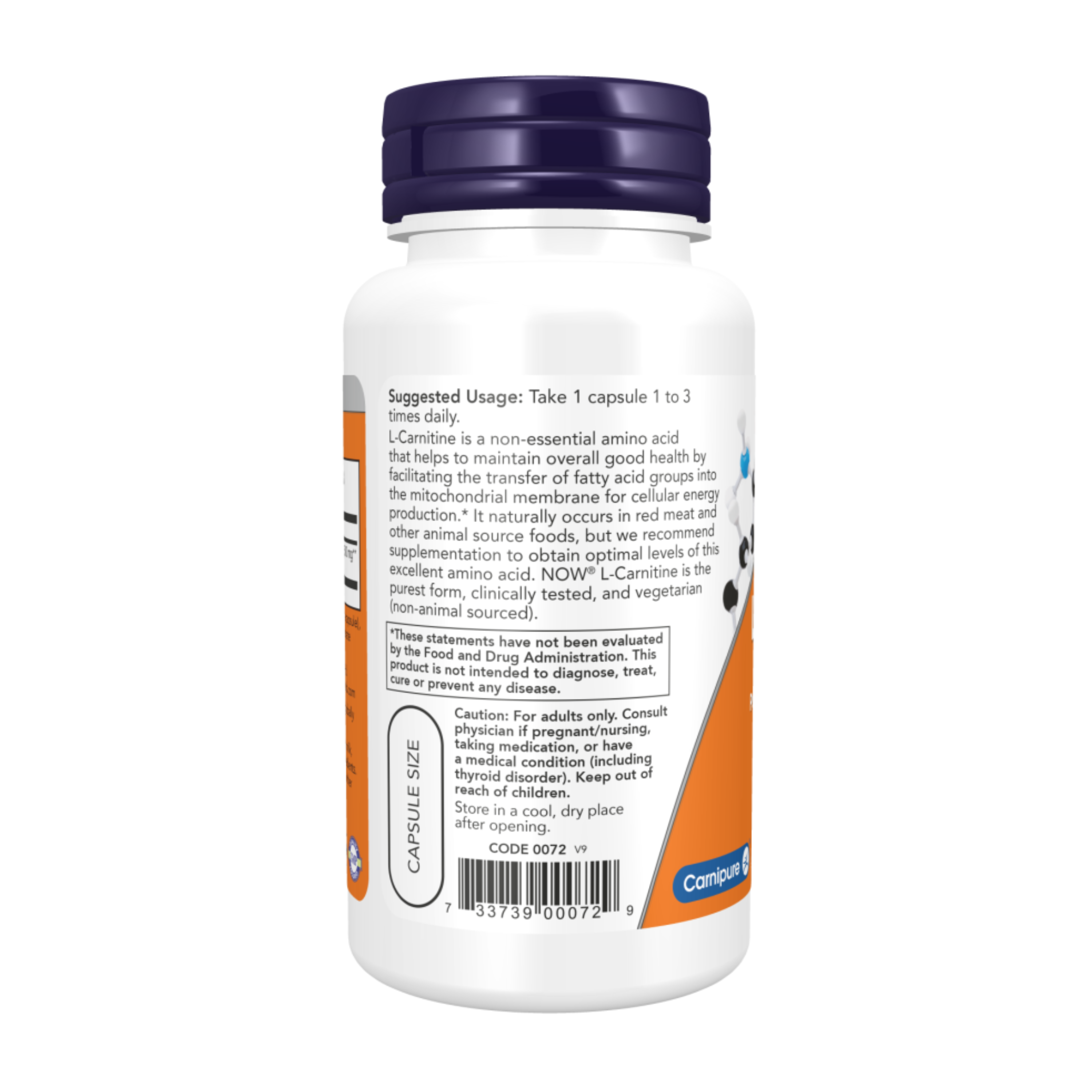 NOW Л-Карнитин, L-Carnitine 500 мг - 60 капсул