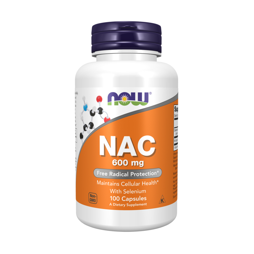 NOW NAC, N-Ацетил L-Цистеин, Антиоксидант 600 мг - 100 капсул
