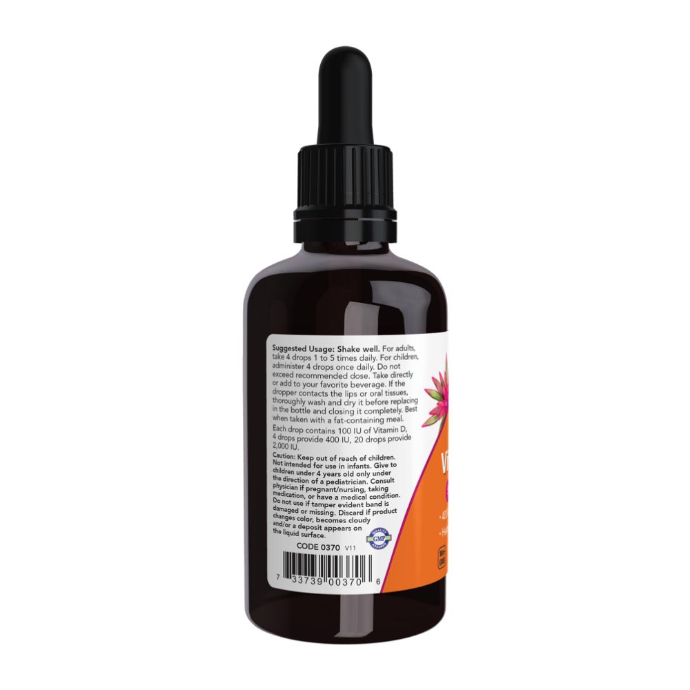 NOW Витамин D-3 Жидкий 400 МЕ, D-3 Vitamin Liquid - 59 мл