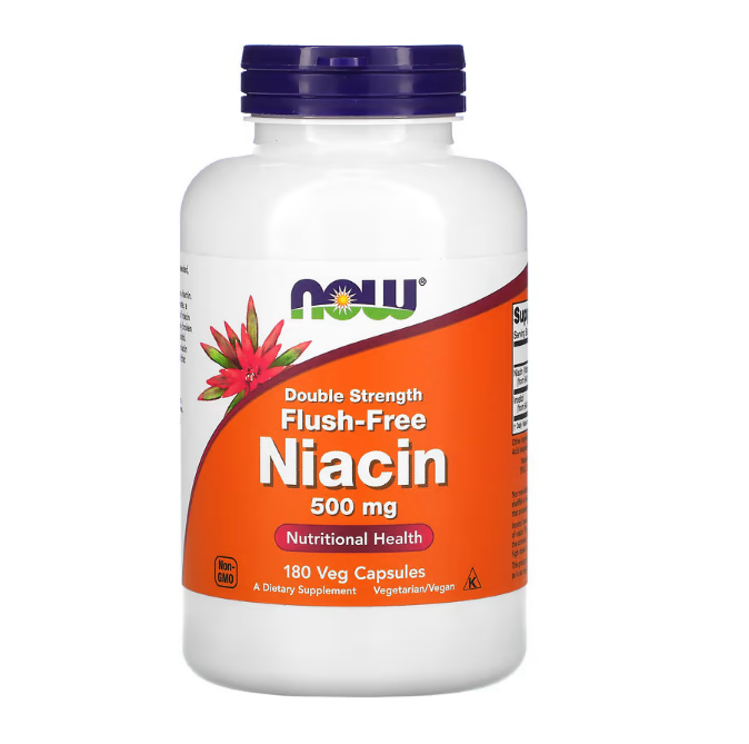 NOW Niacin B-3, Витамин Б-3, Без Покраснений, Ниацин 500 мг - 180 капсул