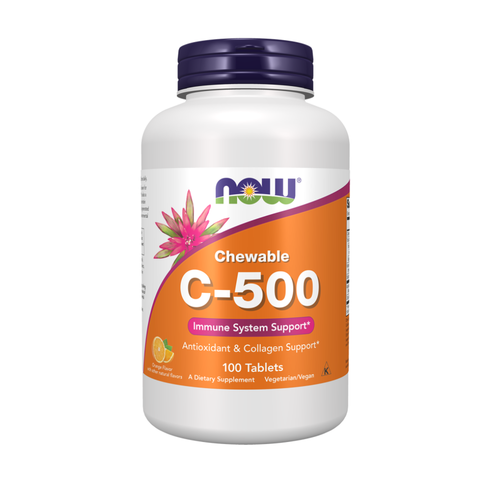 NOW C-500, Витамин C 500 мг, Жевательный - 100 таблеток апельсиновый вкус