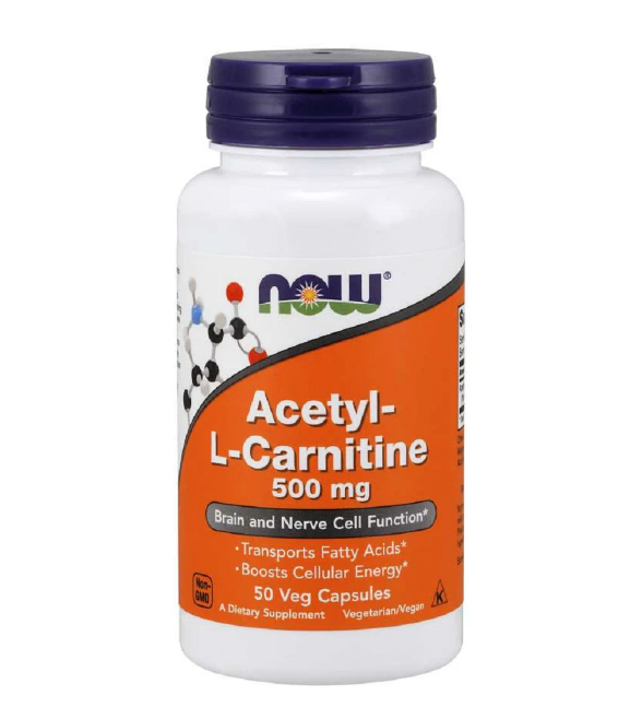 NOW Acetyl-L-Carnitine, Ацетил-L-Карнитин 500 мг - 50 вегетарианских капсул