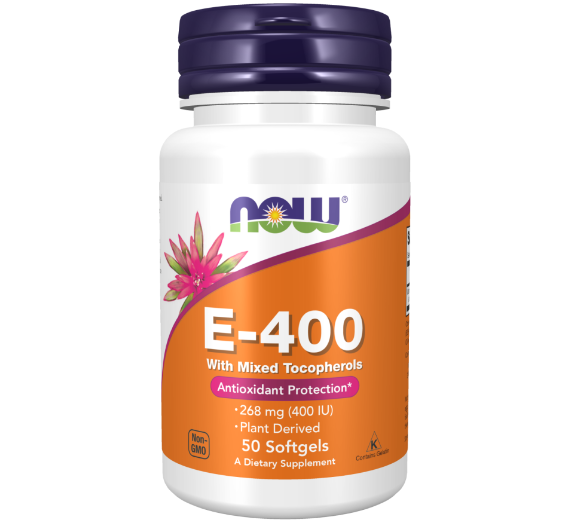 NOW E-400 Natural, Витамин Е-400 (Смесь Токофоролов) - 50 капсул