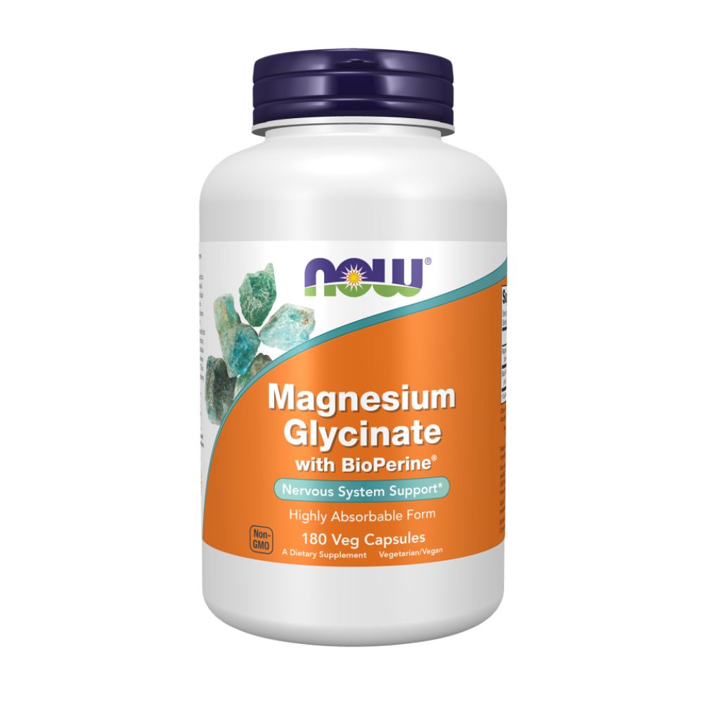 NOW Магний Глицинат с Биоперином, Magnesium Glycinate With Bioperine - 180 капсул