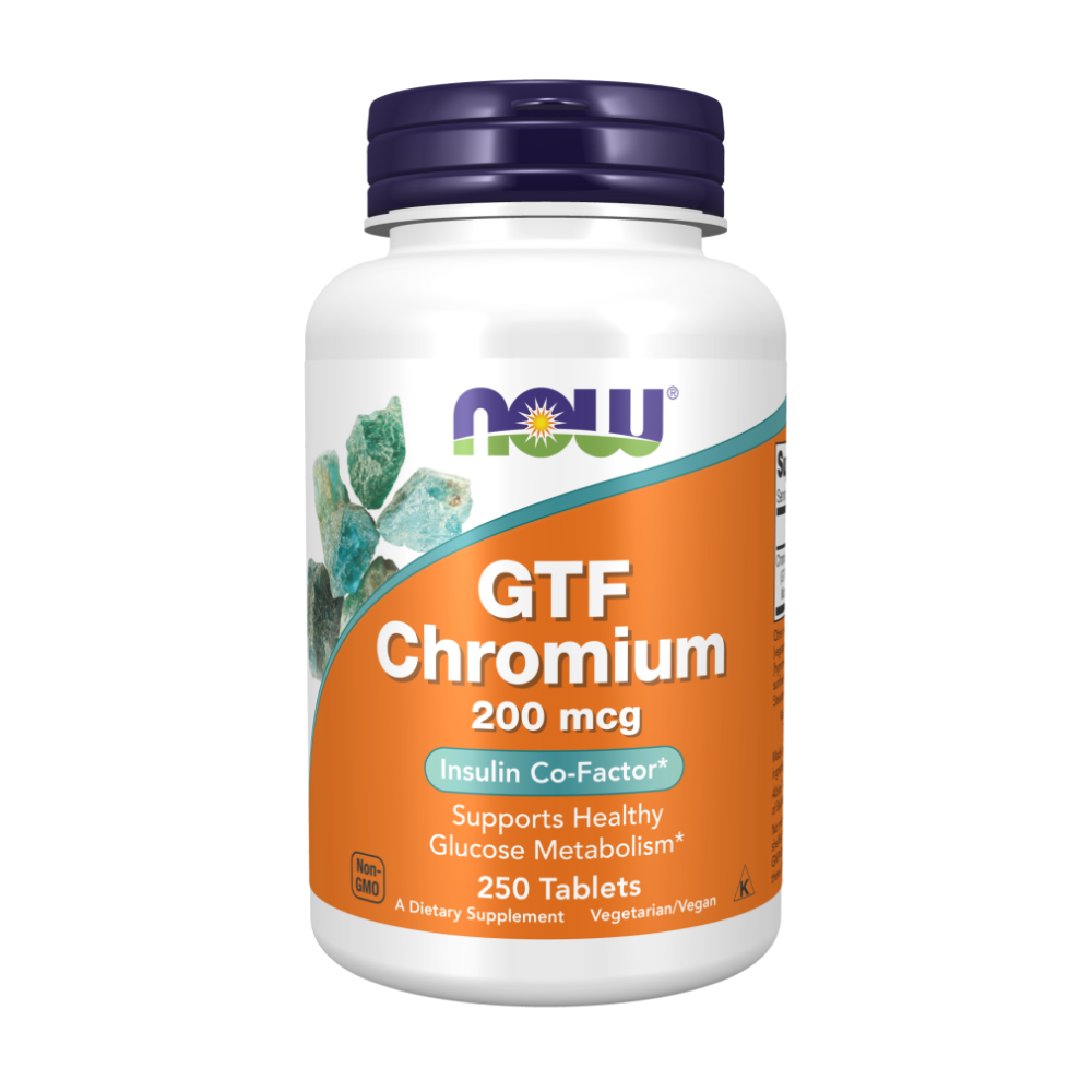 NOW Chromium GTF, Хром 200 мкг - 250 таблеток