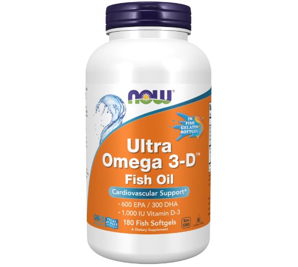 NOW Omega-3 Ultra + D3, Ультра Омега-3 600EPA/300DHA + D3 - 180 капсул