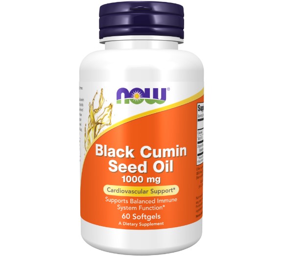 NOW Black Cumin Seed Oil, Масло Черного Тмина 1000 мг - 60 капсул