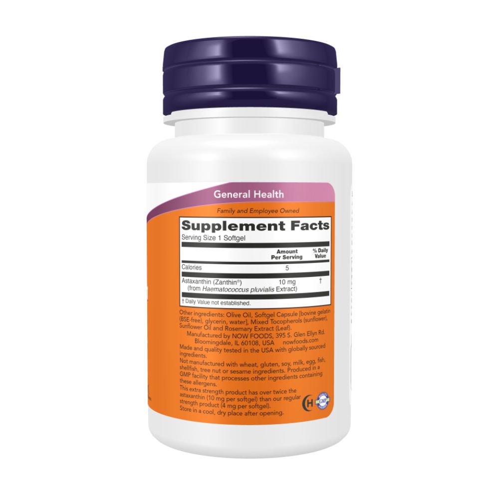 NOW Астаксантин 10 мг, Astaxanthin - 60 капсул