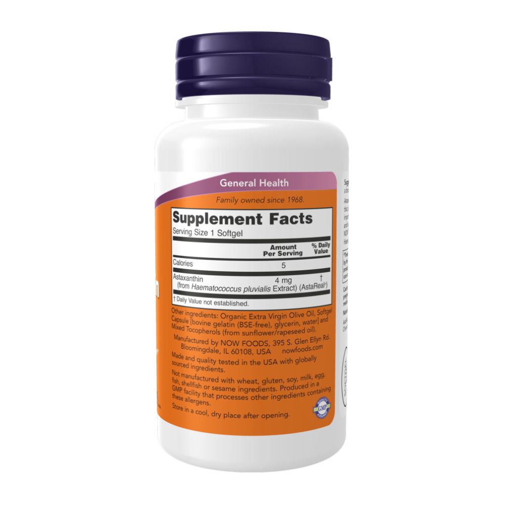 NOW Astaxanthin, Астаксантин 4 мг - 90 капсул