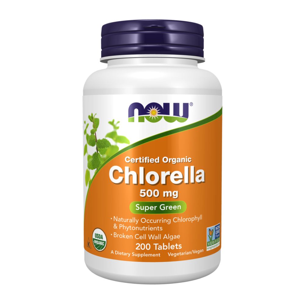 NOW Хлорелла Органическая 500 мг, Chlorella Organic - 200 таблеток