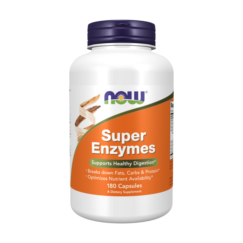NOW Super Enzymes, Супер Ферменты, Энзимы - 180 капсул