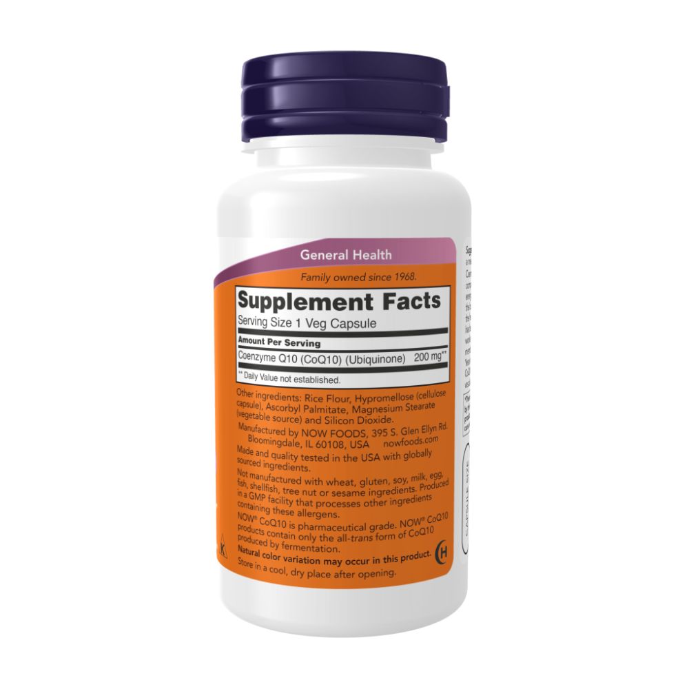 NOW Кофермент Q10 200 мг, Q10 Coenzyme - 60 капсул