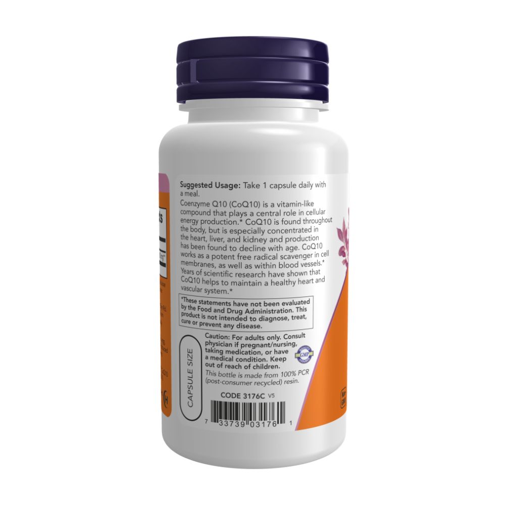 NOW Кофермент Q10 200 мг, Q10 Coenzyme - 60 капсул