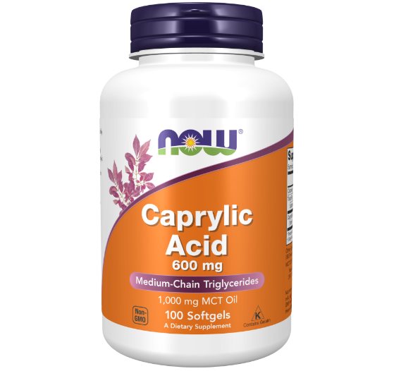 NOW Caprylic Acid, Каприловая Кислота, 600 мг - 100 капсул