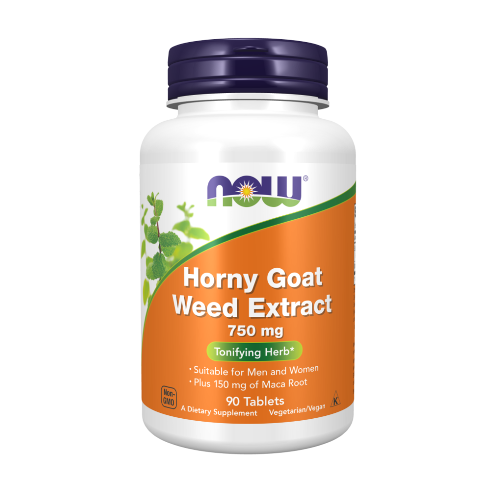 NOW Horny Goat Weed Extract, Горянка, Икариин, Эпимедиум Экстракт 750 мг - 90 таблеток