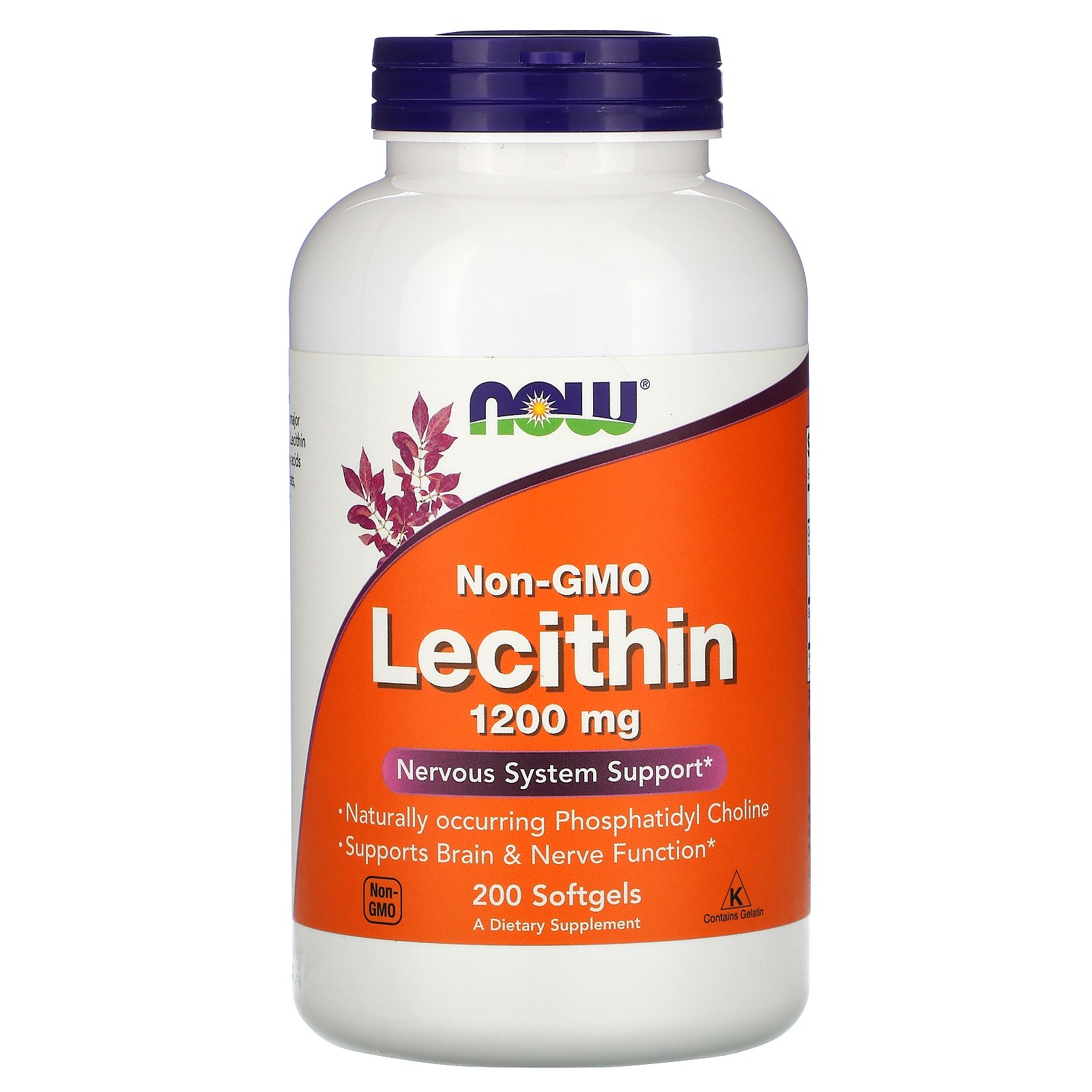 NOW Lecithin, Лецитин 1200 мг - 200 желатиновых капсул