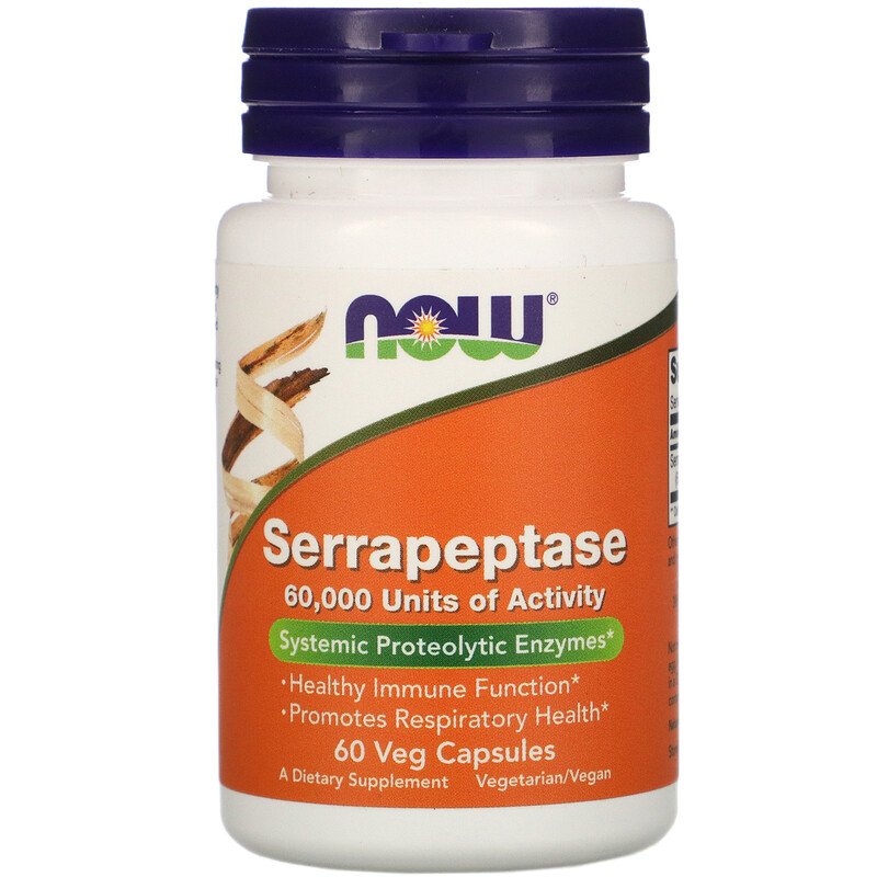 NOW Serrapeptase, Серрапептаза - 60 вегетарианских капсул