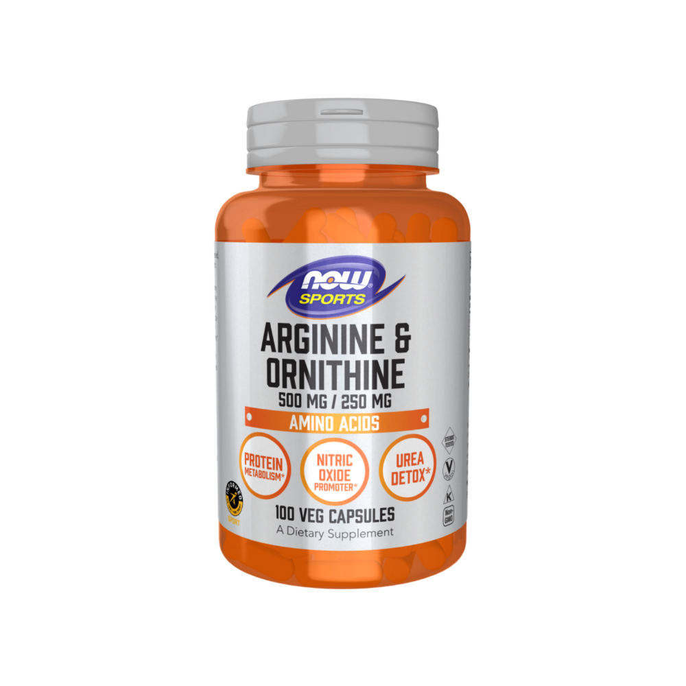NOW Arginine + Ornithine, L-Аргинин 500 мг + L-Орнитин 250 мг - 100 капсул