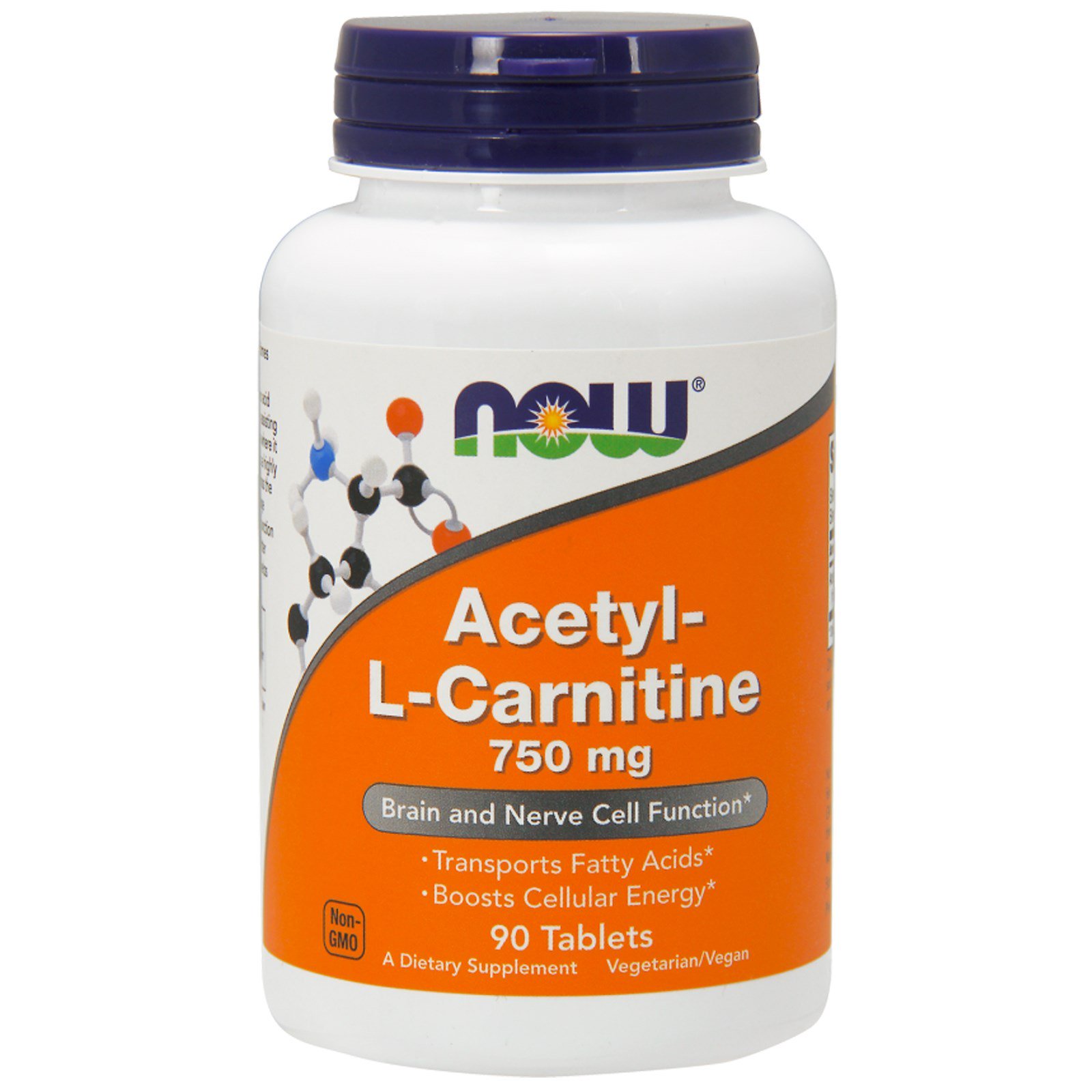 NOW Acetyl-L-Carnitine, Ацетил-L-Карнитин 750 мг - 90 таблеток