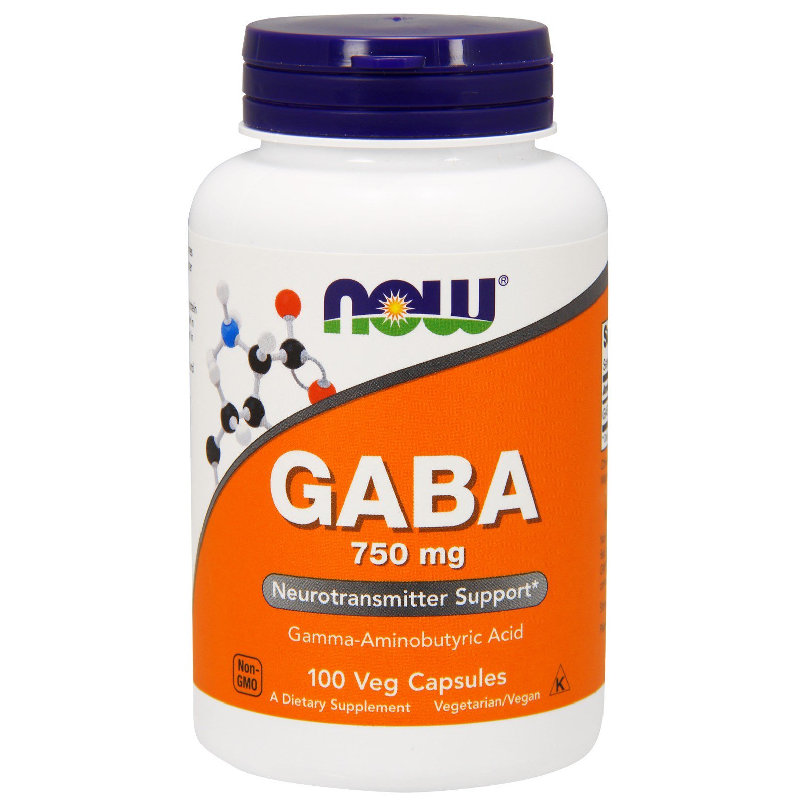 NOW GABA, ГАБА Гамма-Аминомасляная Кислота (ГАМК) 750 мг - 100 капсул