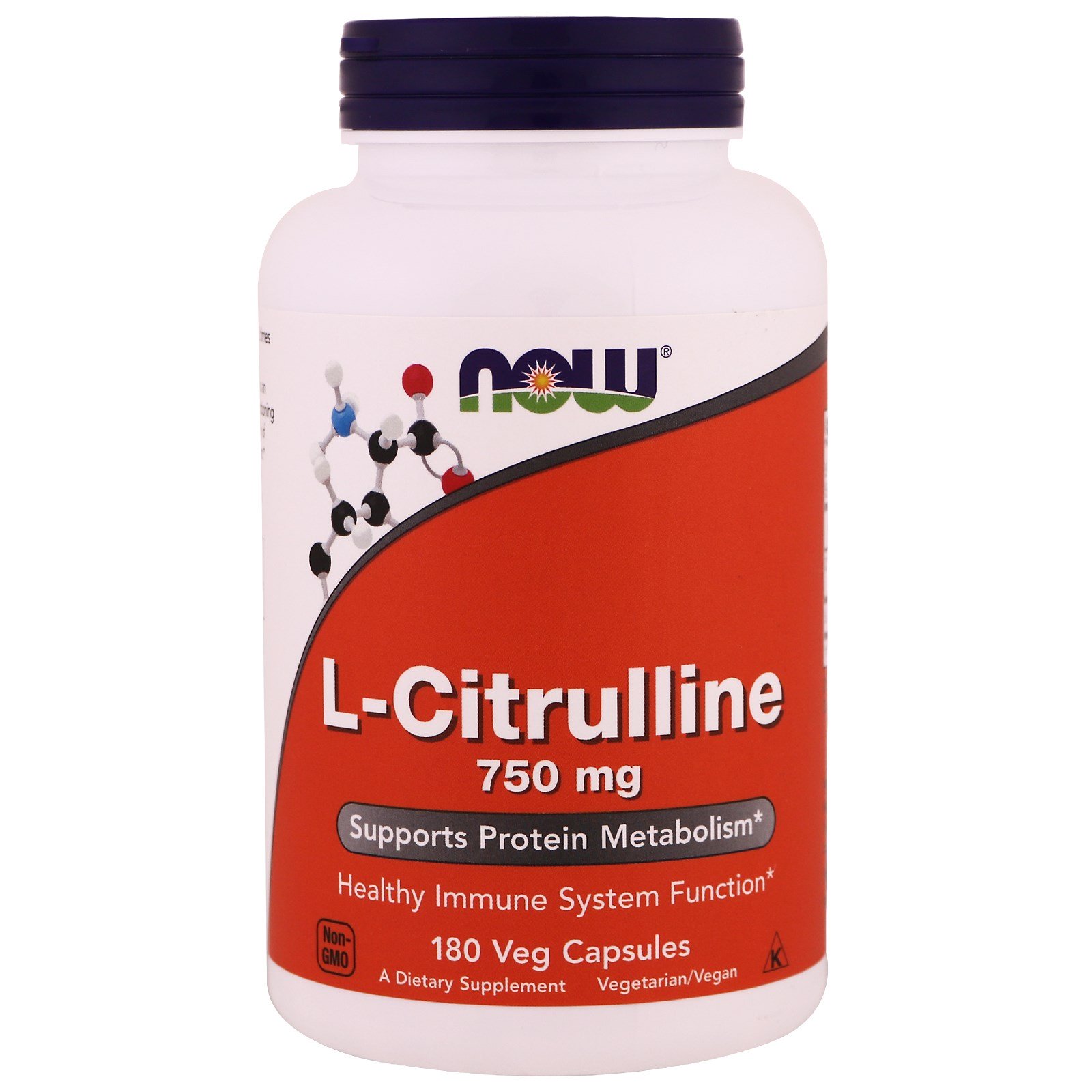 NOW L-Citrulline, L-Цитруллин 750 мг - 180 капсул