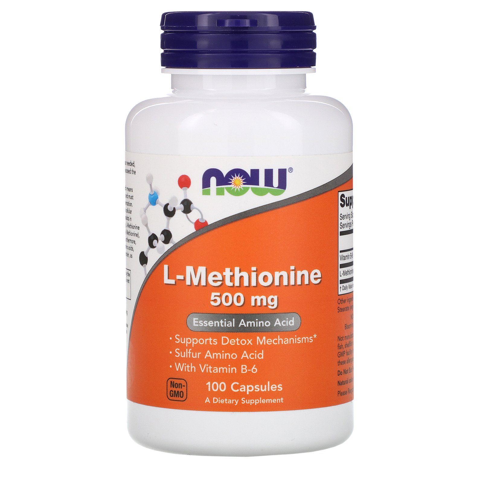 NOW L-Methionine, L-Метионин 500 мг - 100 капсул