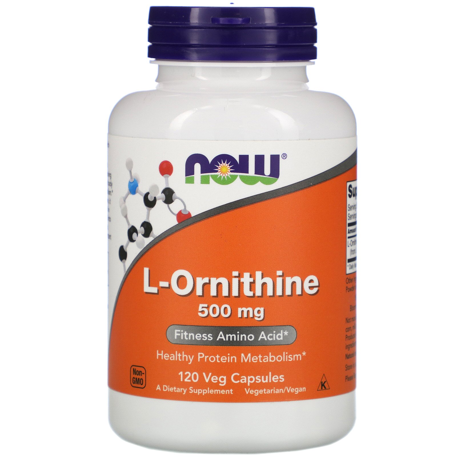 NOW L-Ornithine, L-Орнитин 500 мг - 120 капсул