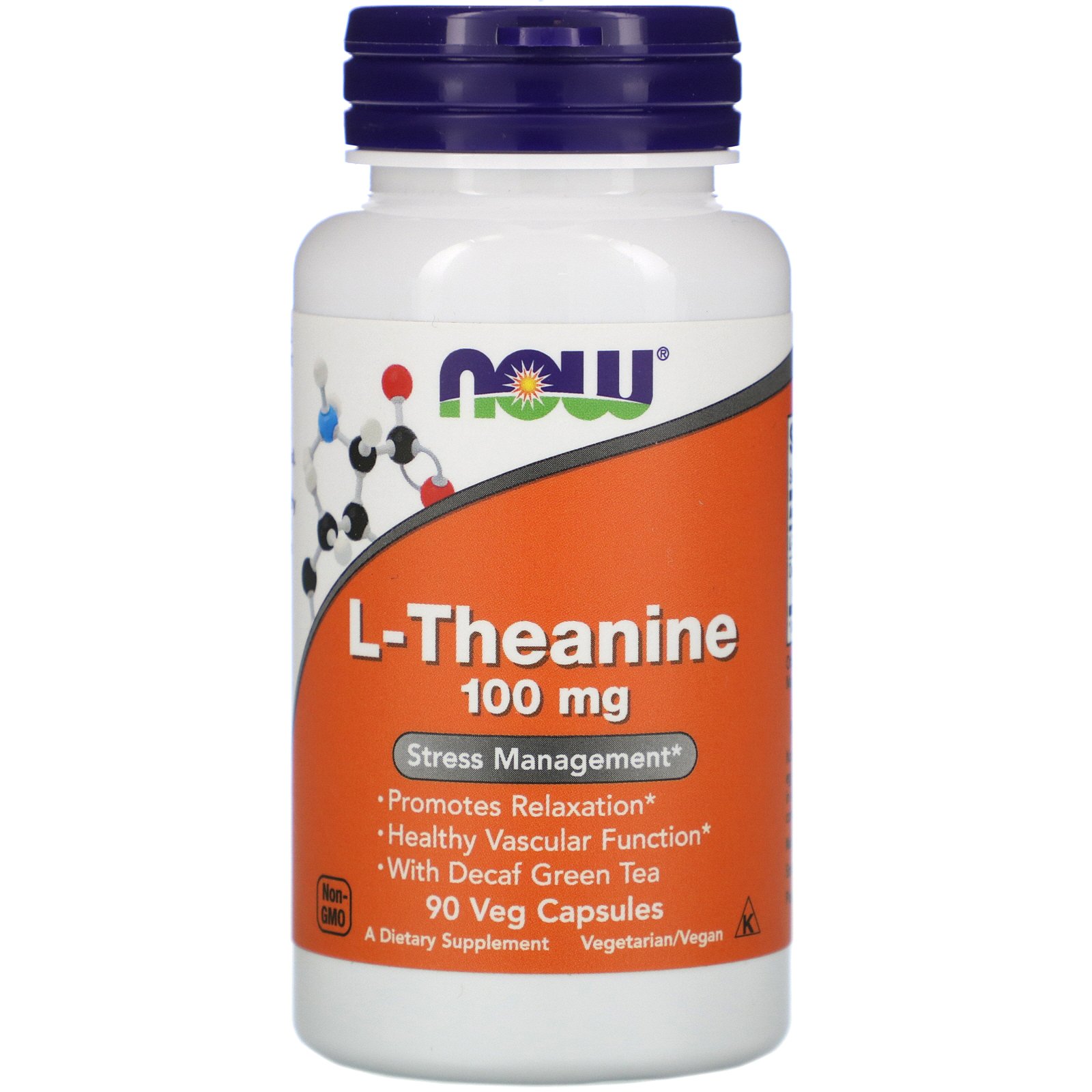 NOW L-Theanine, L-Теанин 100 мг - 90 капсул