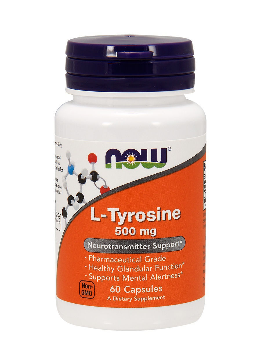 NOW L-Tyrosine, L-Тирозин 500 мг - 60 капсул
