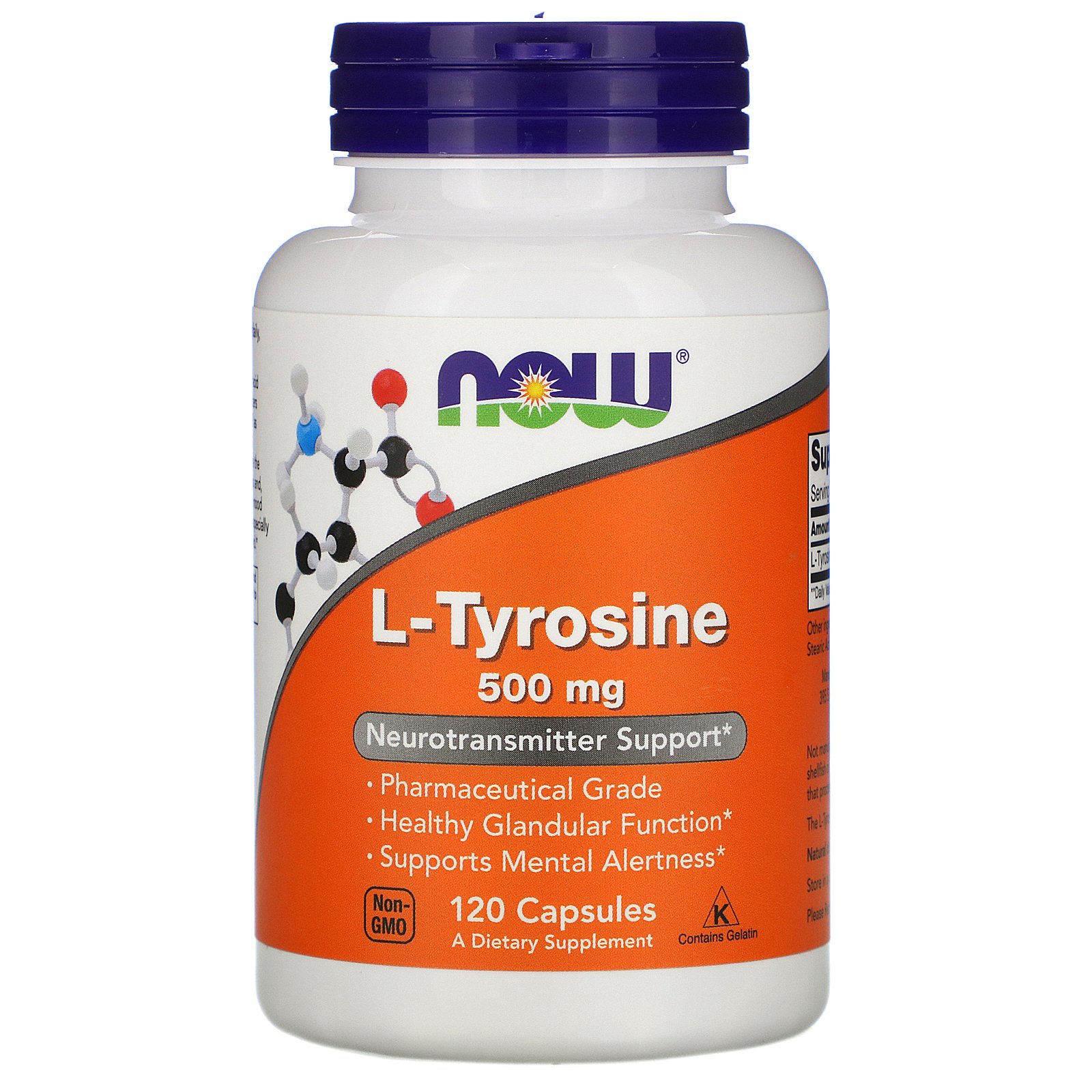 NOW L-Tyrosine, L-Тирозин 500 мг - 120 капсул
