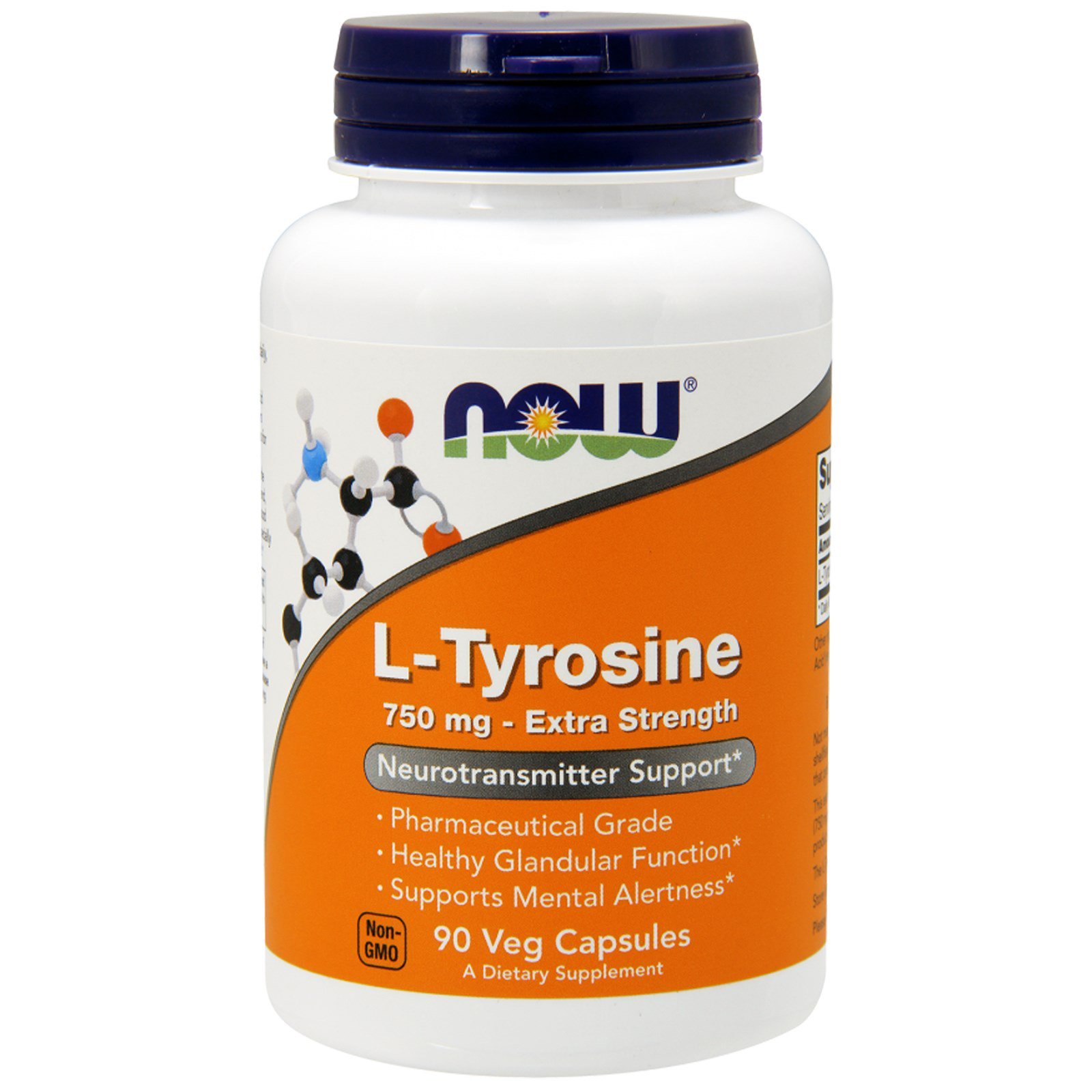 NOW L-Tyrosine, L-Тирозин 750 мг - 90 капсул