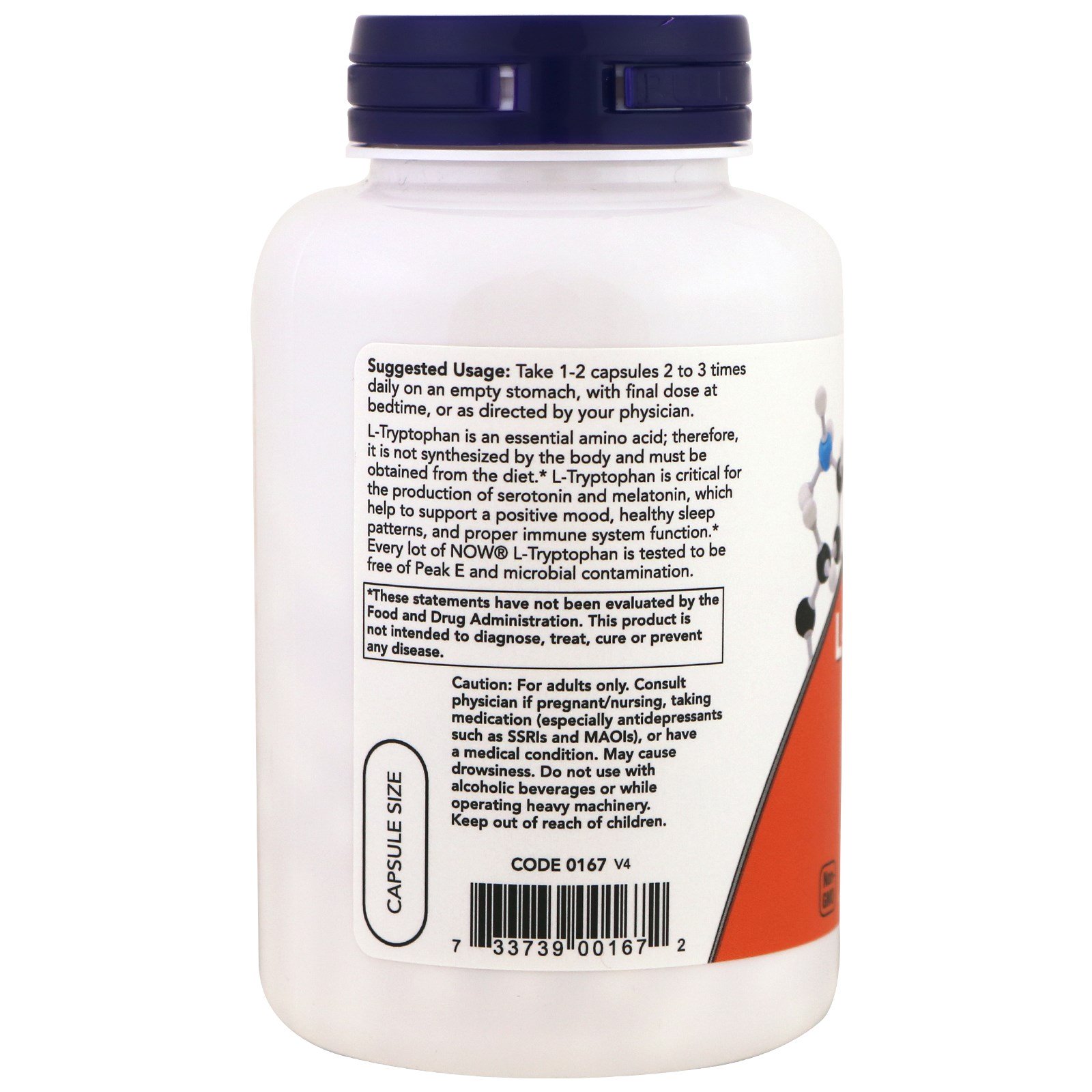 L-Tryptophan, L-Триптофан 500 мг - 120 капсул